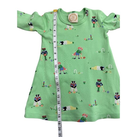 Beaufort Bonnet Girls Set of 2 Play Dresses Toddler Long Sleeve Green White 3T - Picture 9 of 10